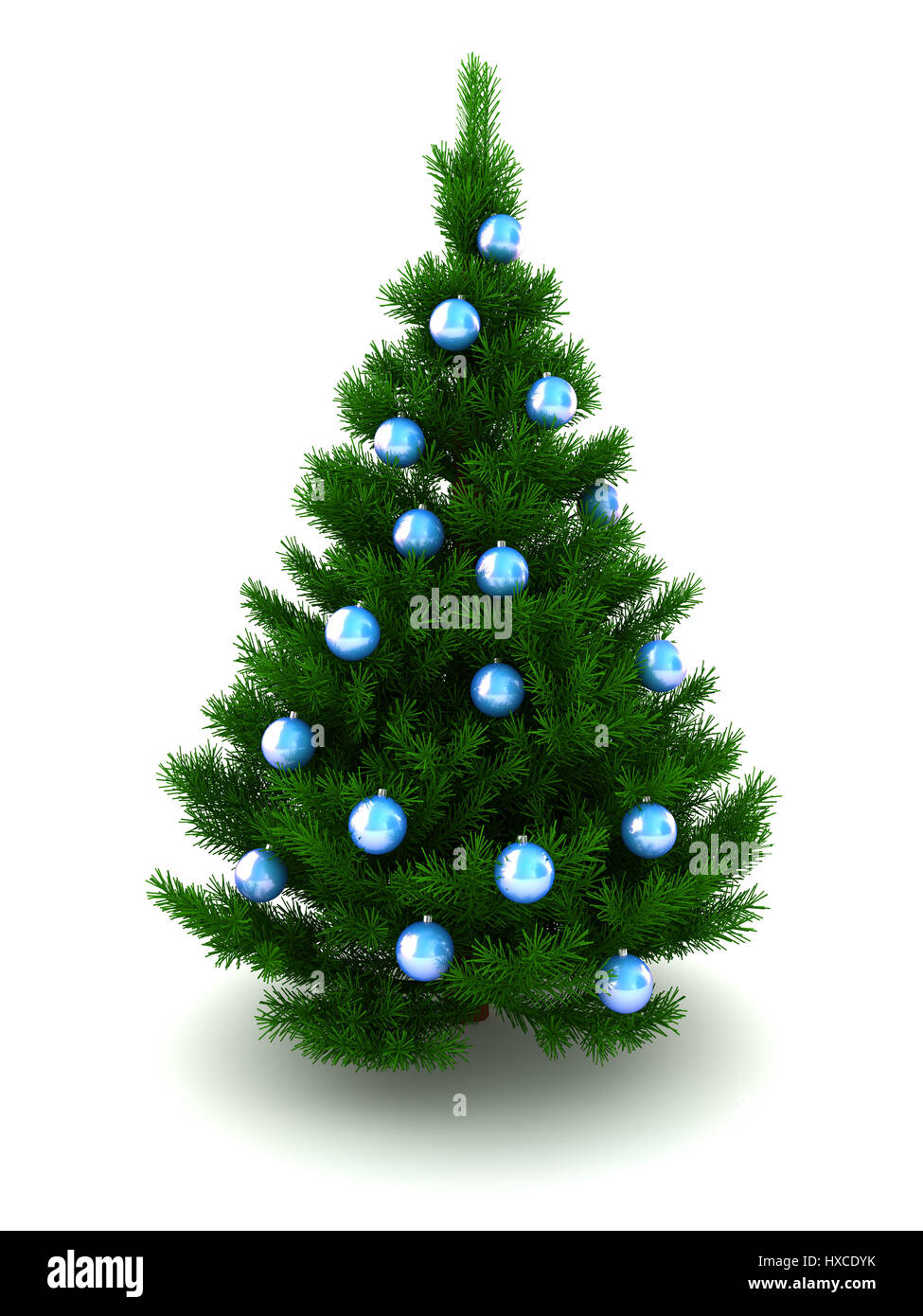 3d illustration of decorated christmas tree over white background Stock ...