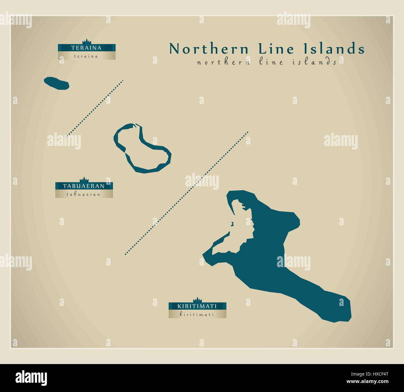 Modern Map - Northern Line Islands KI Stock Vector