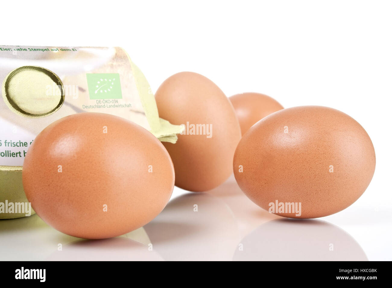 Packet with biology eggs of the grade A, stack of organic eggs, Class A