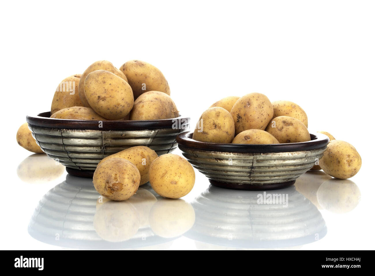 Bowls with potatoes, Schalen mit Kartoffeln Stock Photo