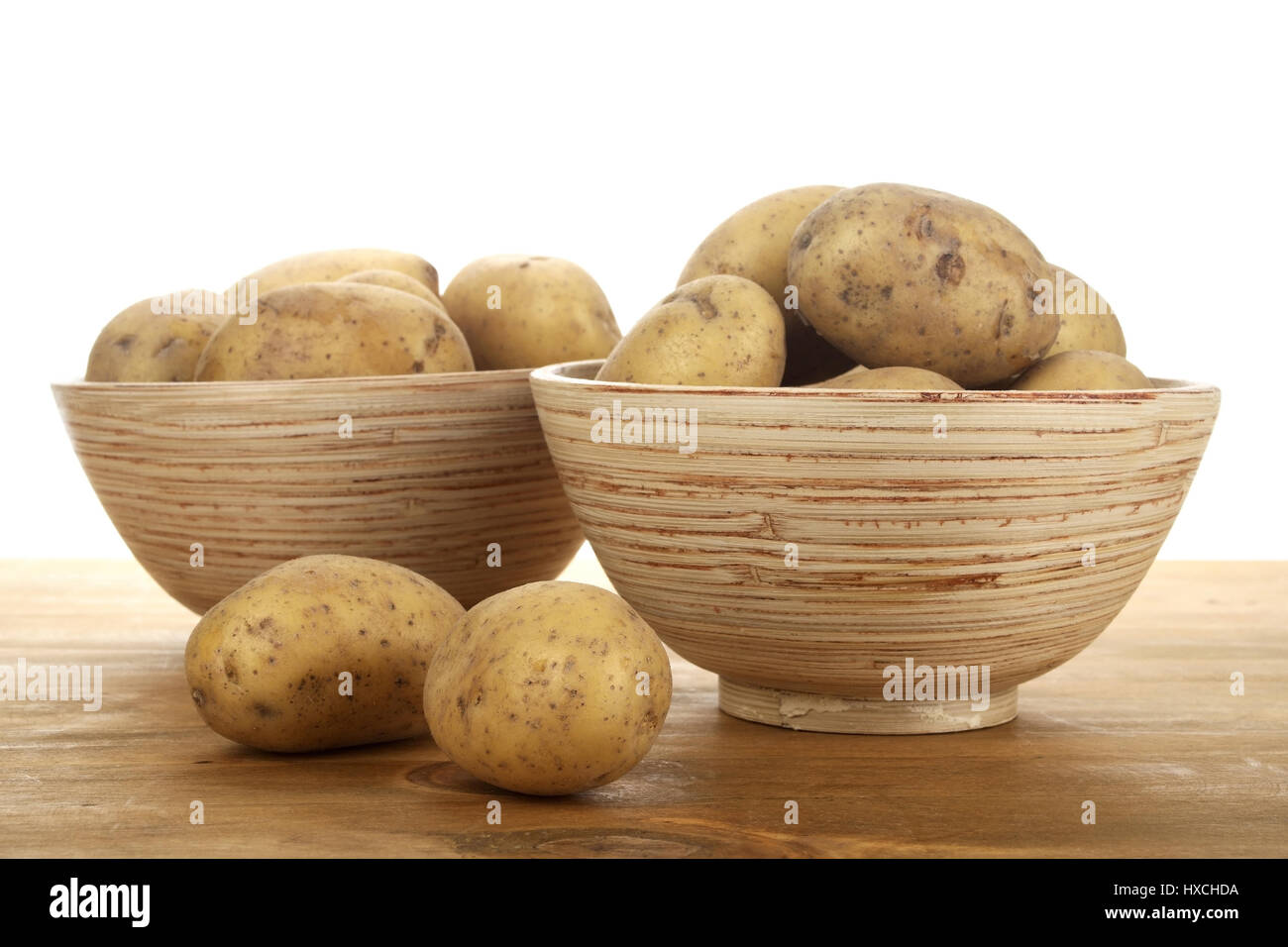 Bowls with potatoes, Schalen mit Kartoffeln Stock Photo