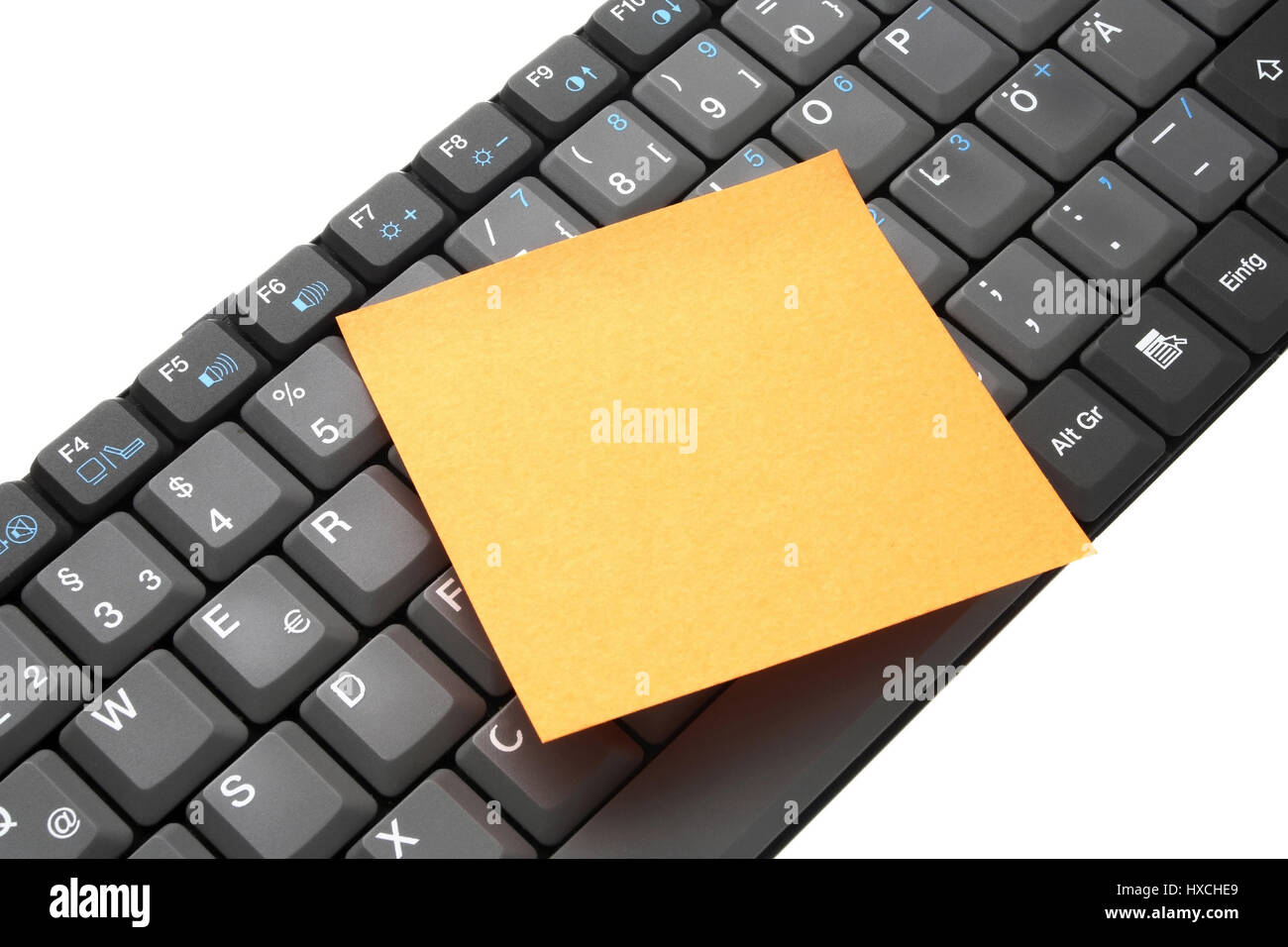Keyboard with note slip of paper, Tastatur mit Notizzettel Stock Photo ...