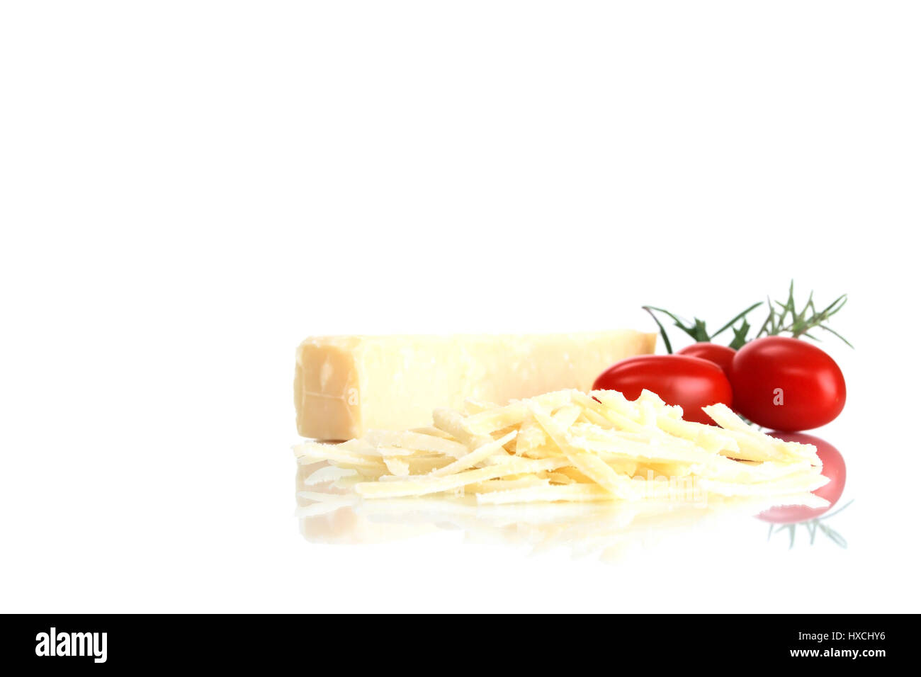 More freshly Parmesan with tomatoes, Frischer Parmesan mit Tomaten Stock Photo