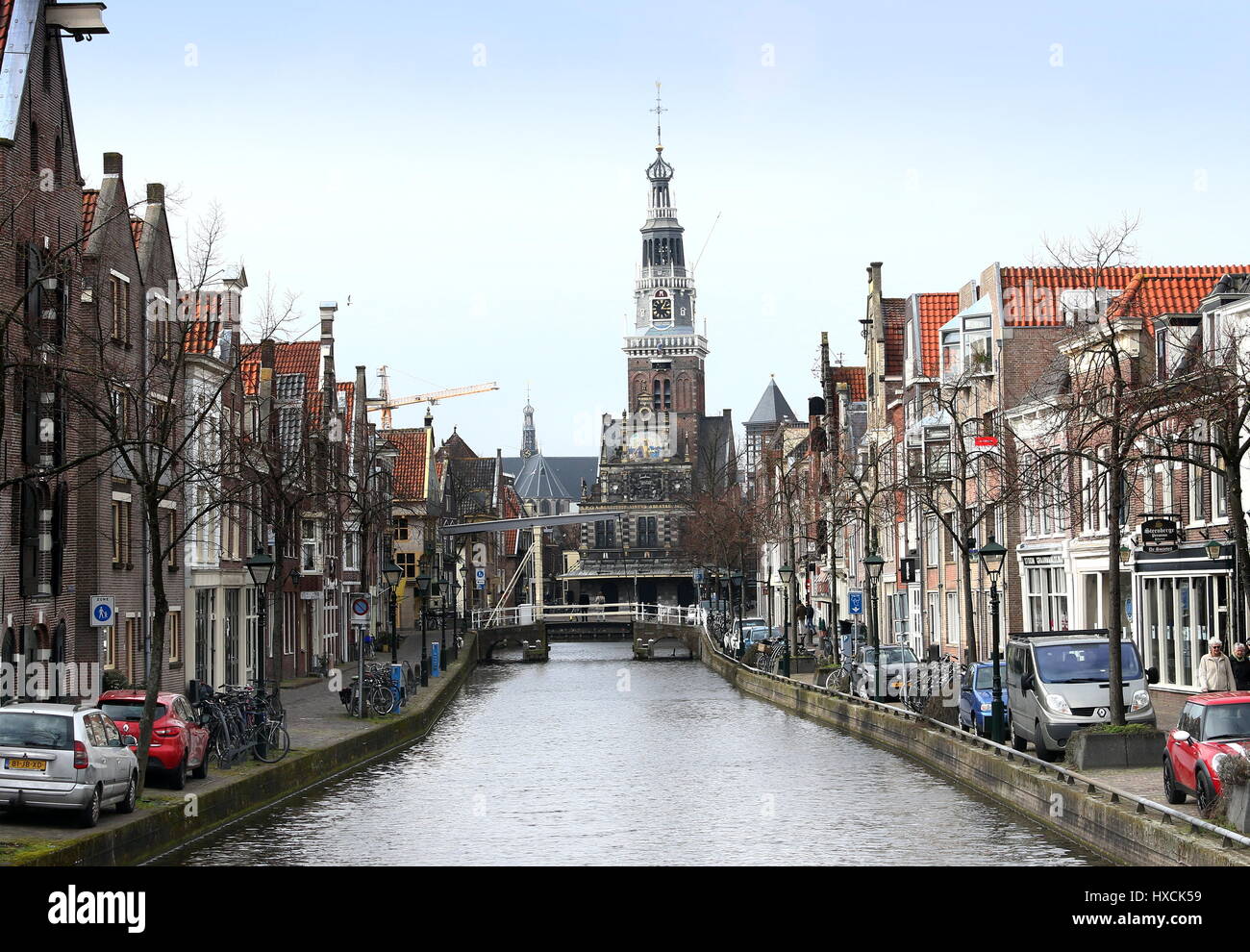 De Waag (Weighing house) at Waagplein square in Alkmaar, The Netherlands. Seen from Luttik Oudorp canal. Stock Photo