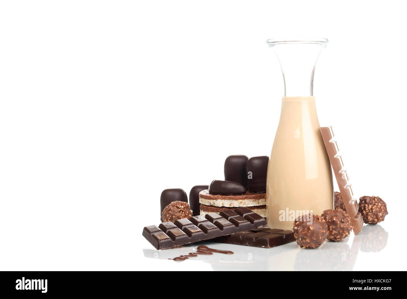 Different chocolate products , Verschiedene Schokoladenprodukte Stock Photo