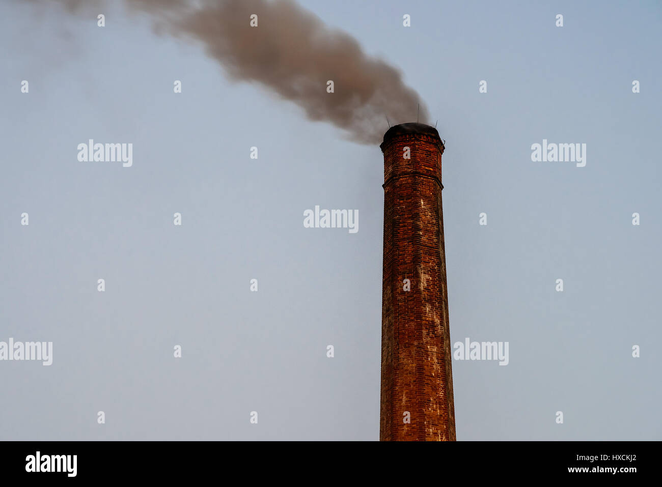 Industry Smoke Pollution From Factory Chimney Stock Photo