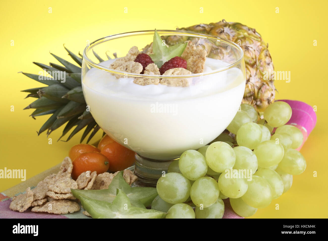 Yoghurt with fruits, Joghurt mit Fruechten Stock Photo - Alamy