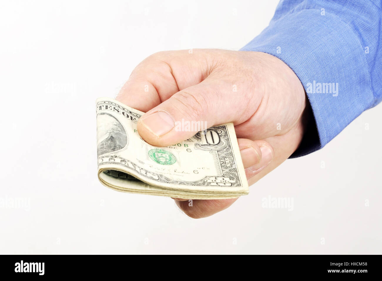 Hand with dollar notes, Hand mit Dollarscheine Stock Photo - Alamy
