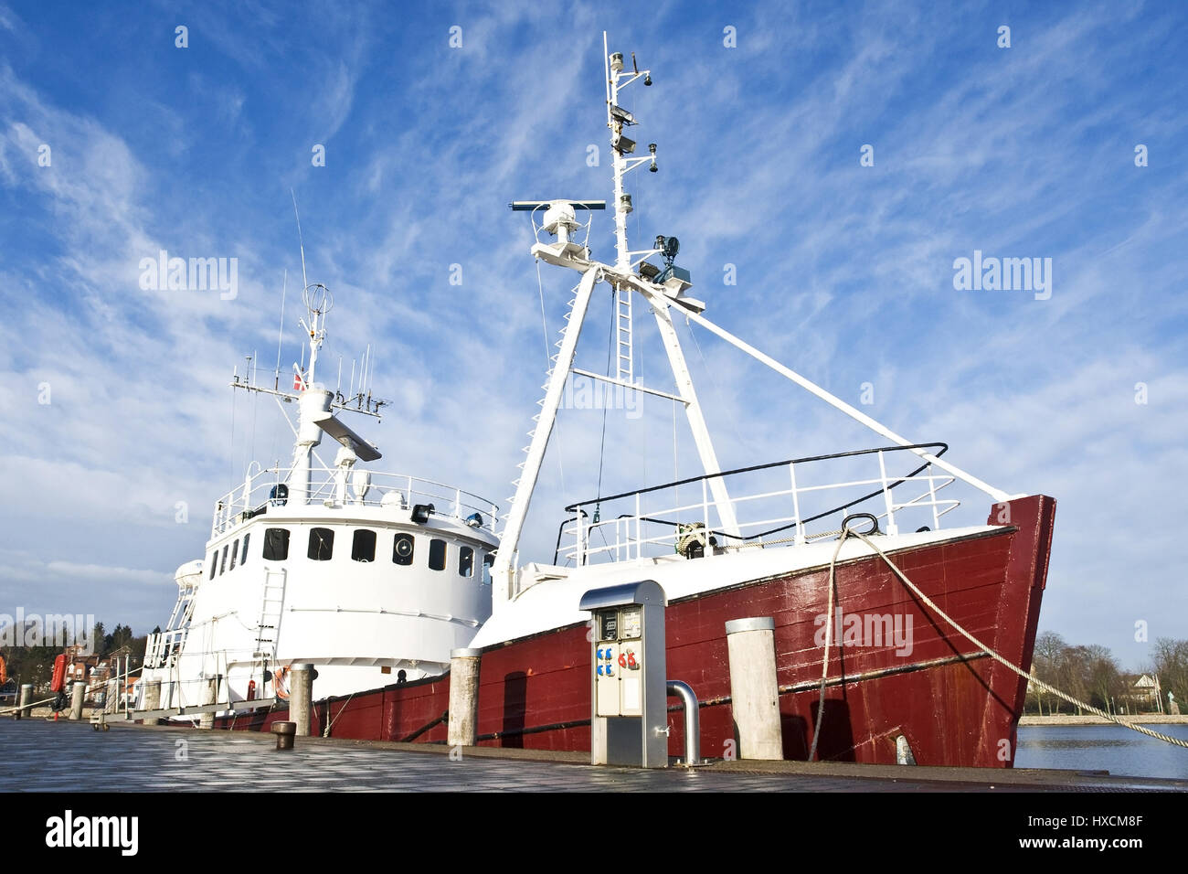 Fishing trawler in the harbour, Fischkutter im Hafen Stock Photo
