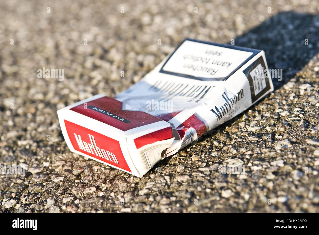 Empty cigarette box, Leere Zigarettenschachtel Stock Photo