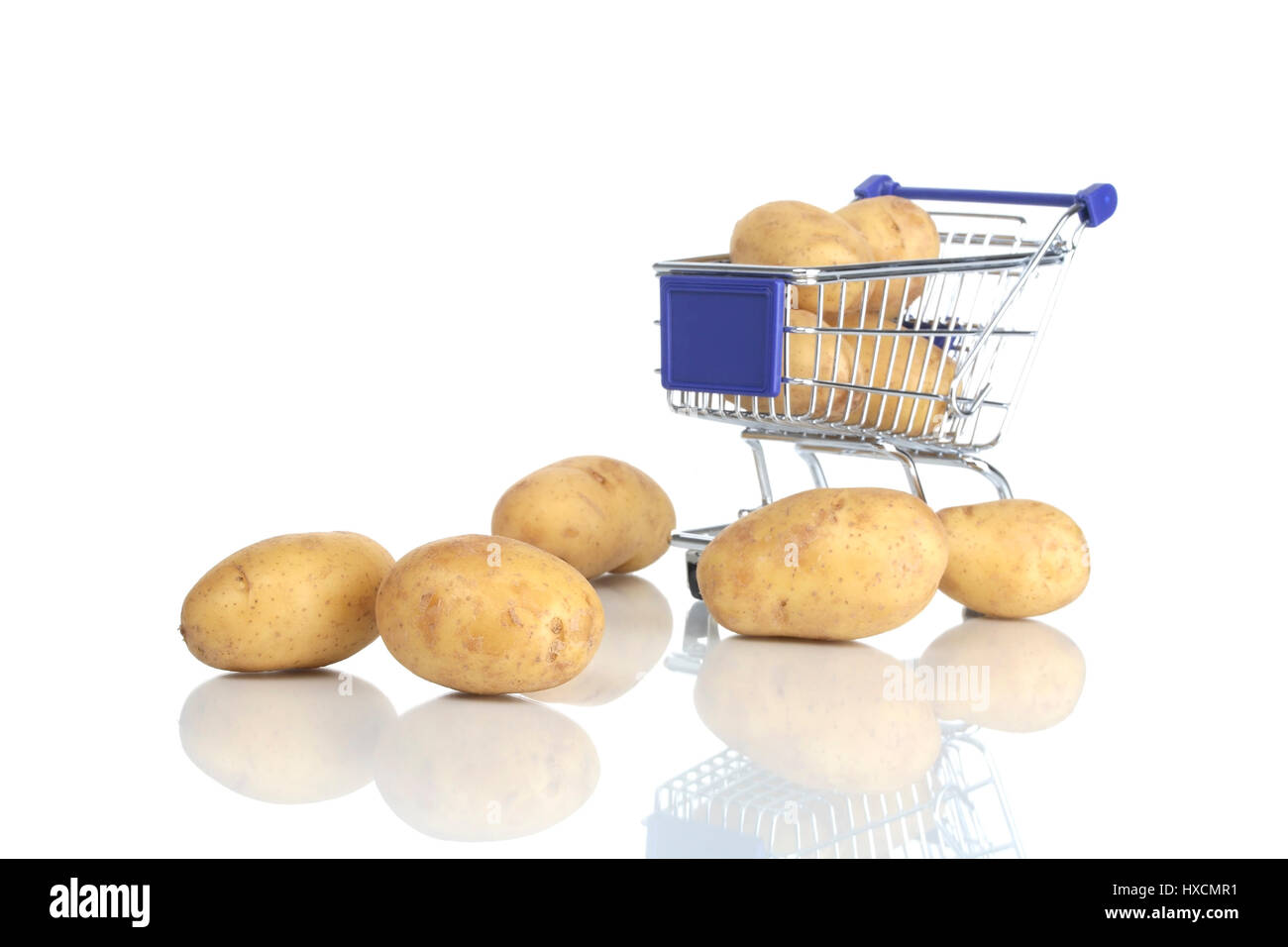 Shopping carts and potato, Einkaufswagen und Kartoffel Stock Photo