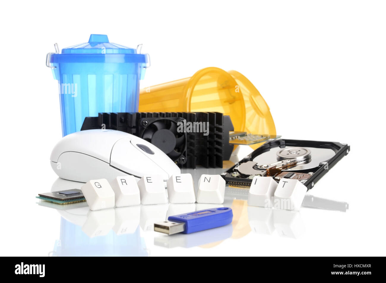 Mouse, computer components and garbage tonnes, Mouse, computers of part