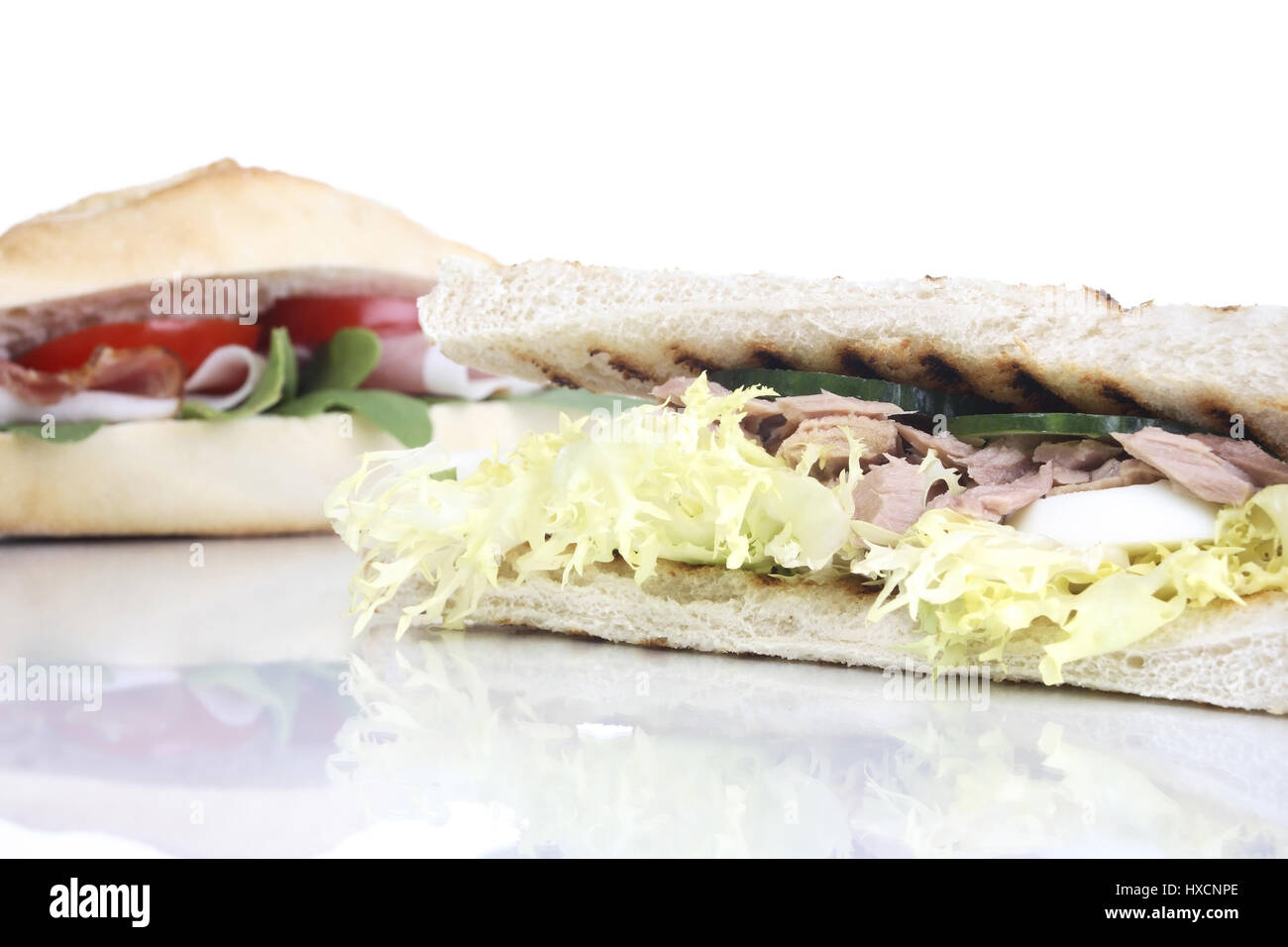 Sandwiches with tuna and ham, Sandwiches mit Thunfisch und Schinken