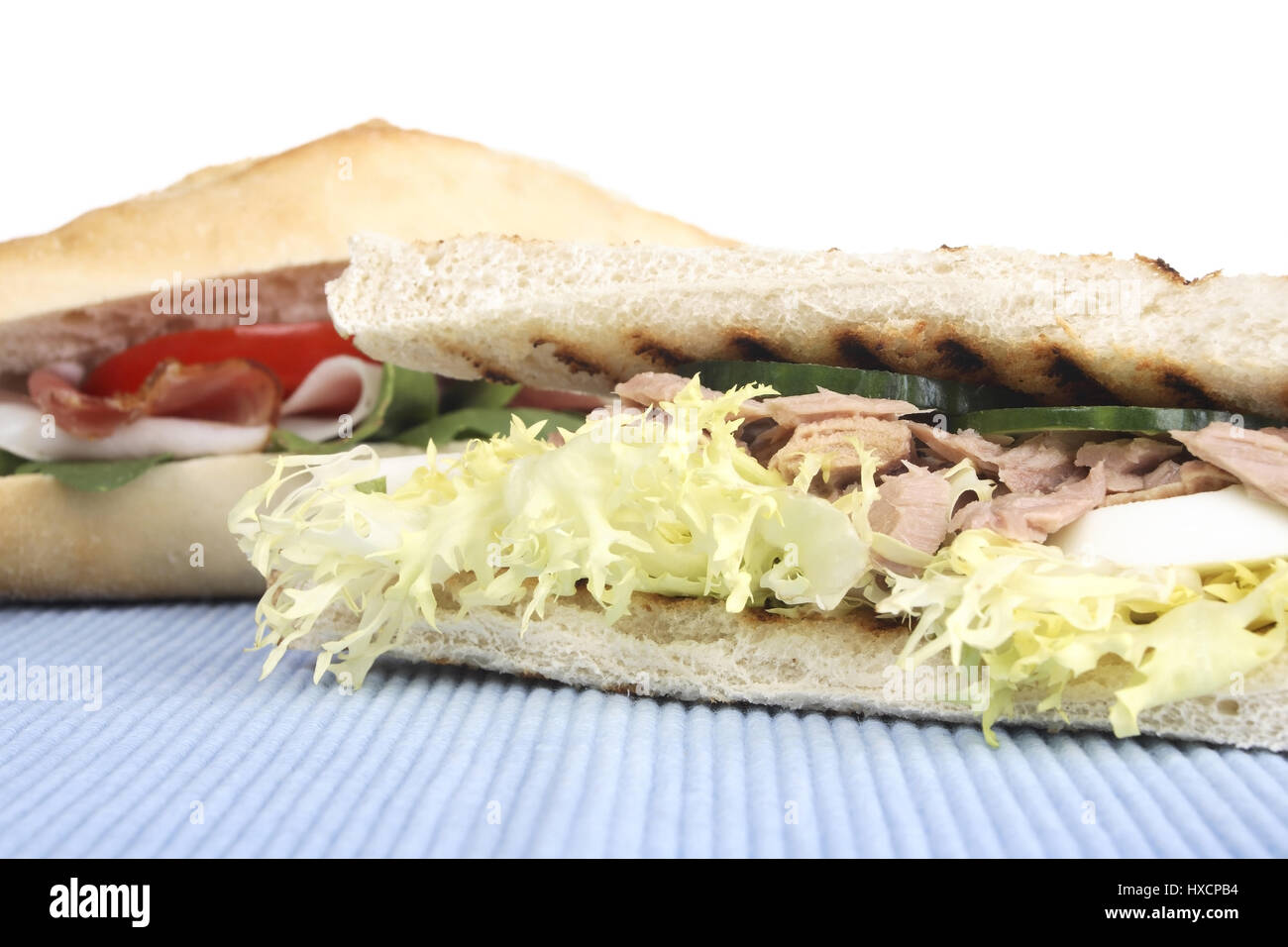 Sandwiches with tuna and ham, Sandwiches mit Thunfisch und Schinken ...