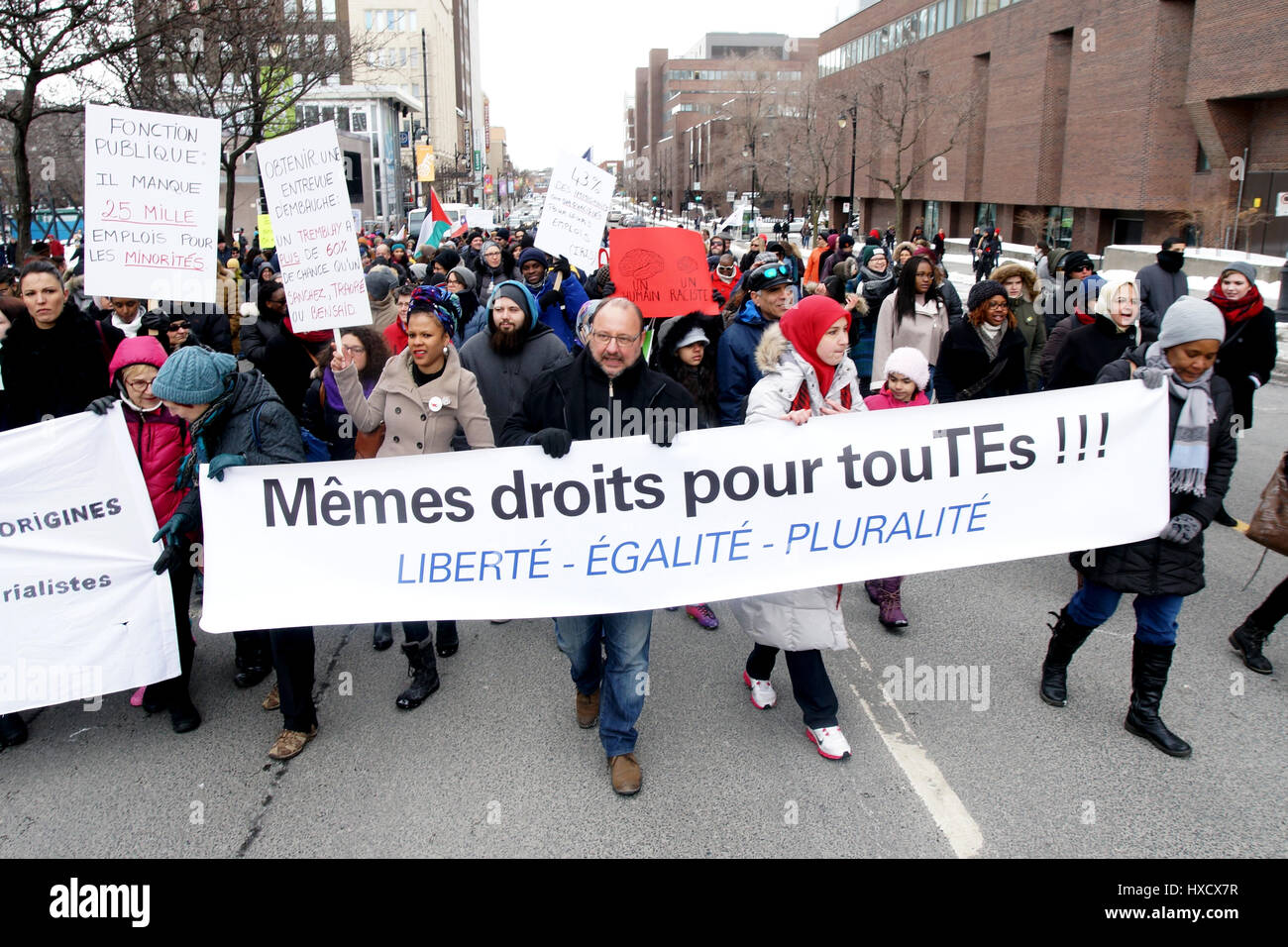 Protest march for racial equality in Montreal,Canada Stock Photo