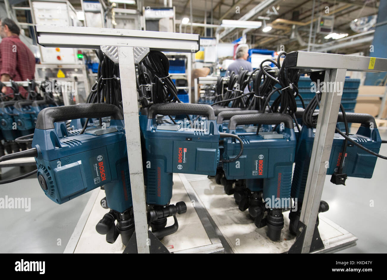 LeinfeldenEchterdingen, Germany. 27th Mar, 2017. Hammer drills hanging