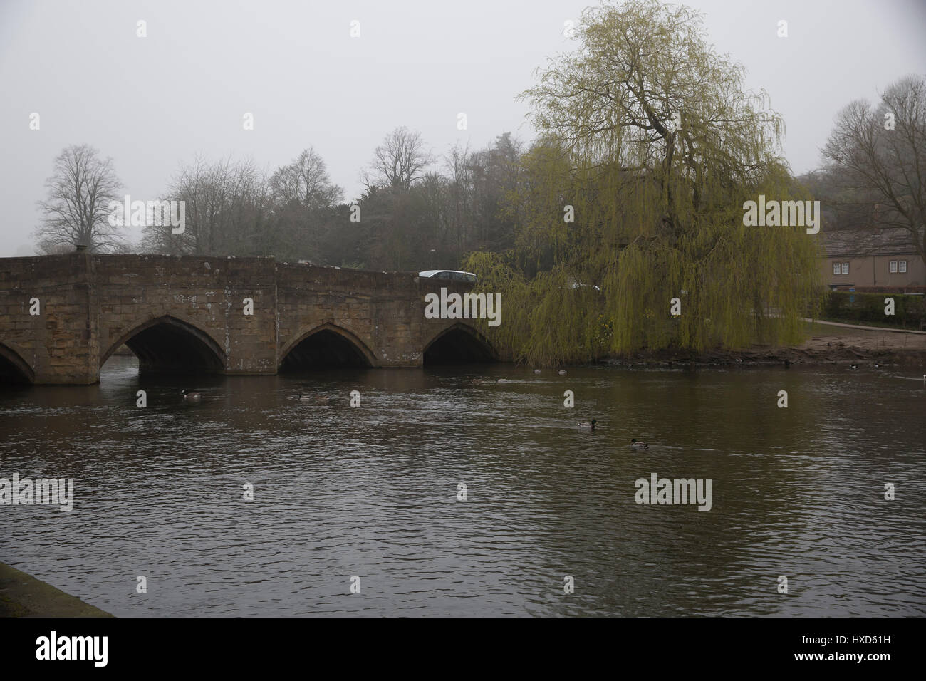 Bakewell, UK. 28th Mar, 2017. Early morning mist over Bakewell in Derbyshire Credit: Keith Larby/Alamy Live News Stock Photo
