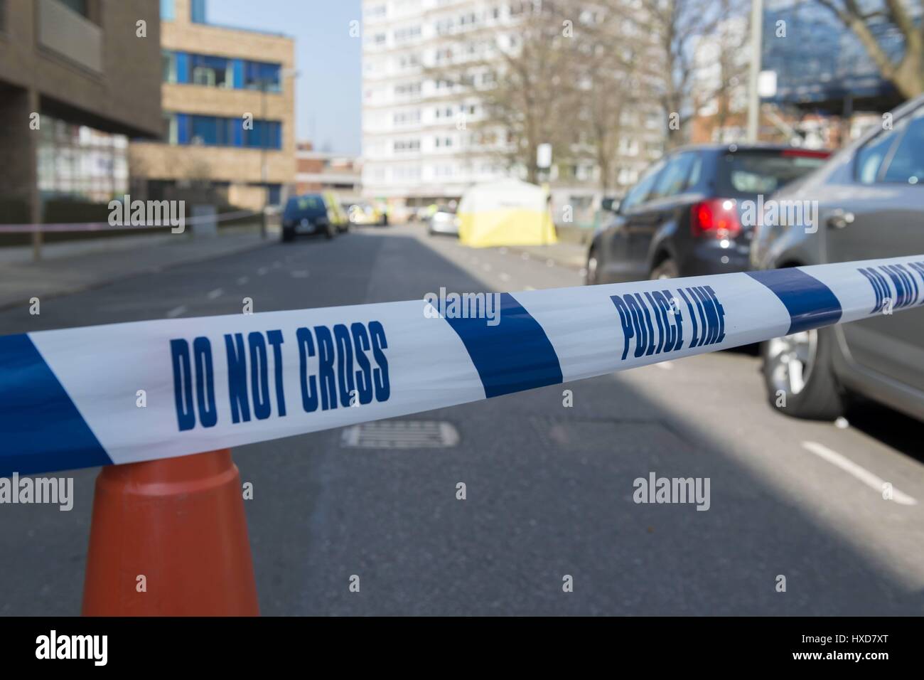 London, UK. 28th Mar, 2017. Police investigates a serious incident in