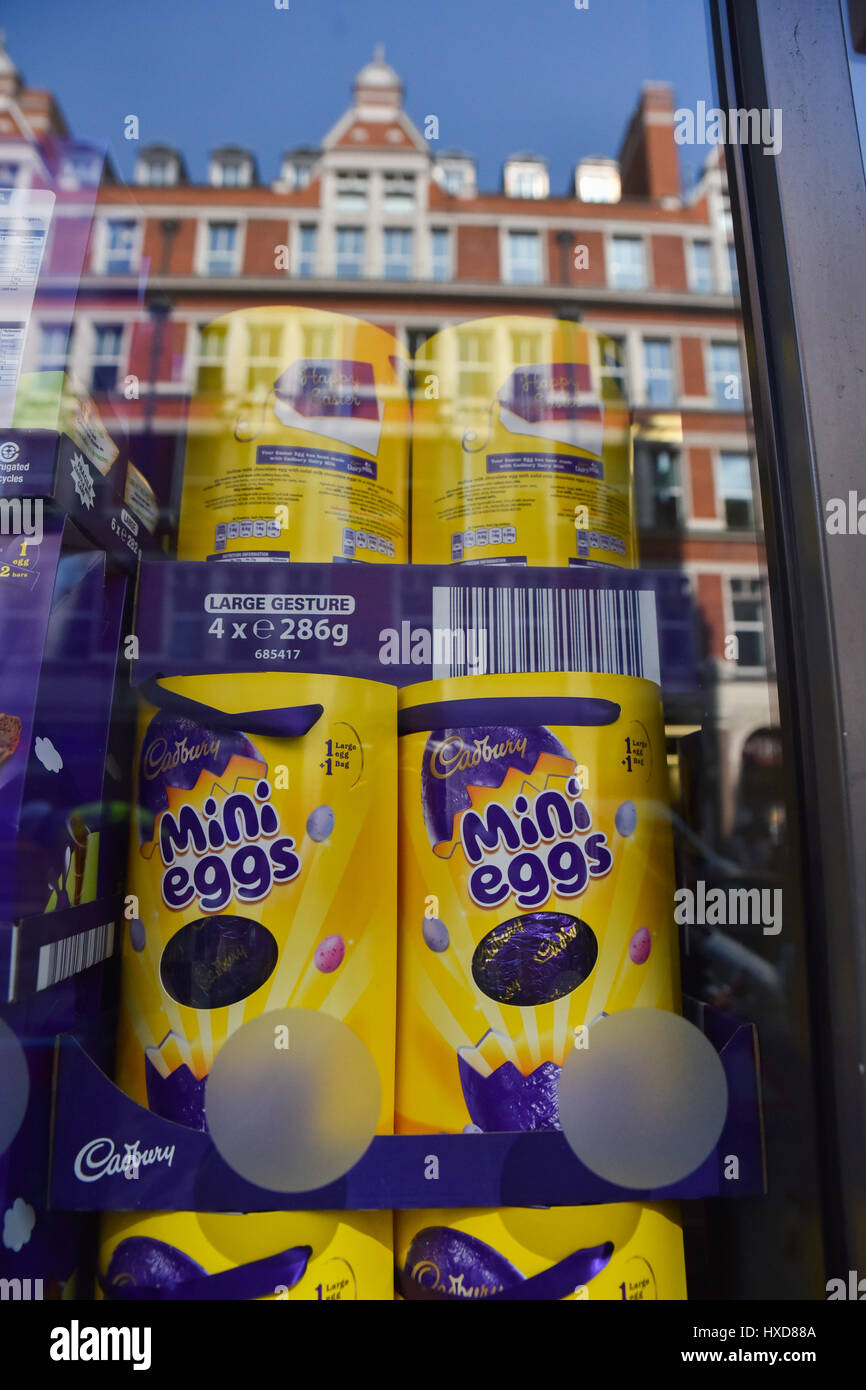 Holborn, London, UK. 28th Mar, 2017. Chocolate Easter eggs fill a