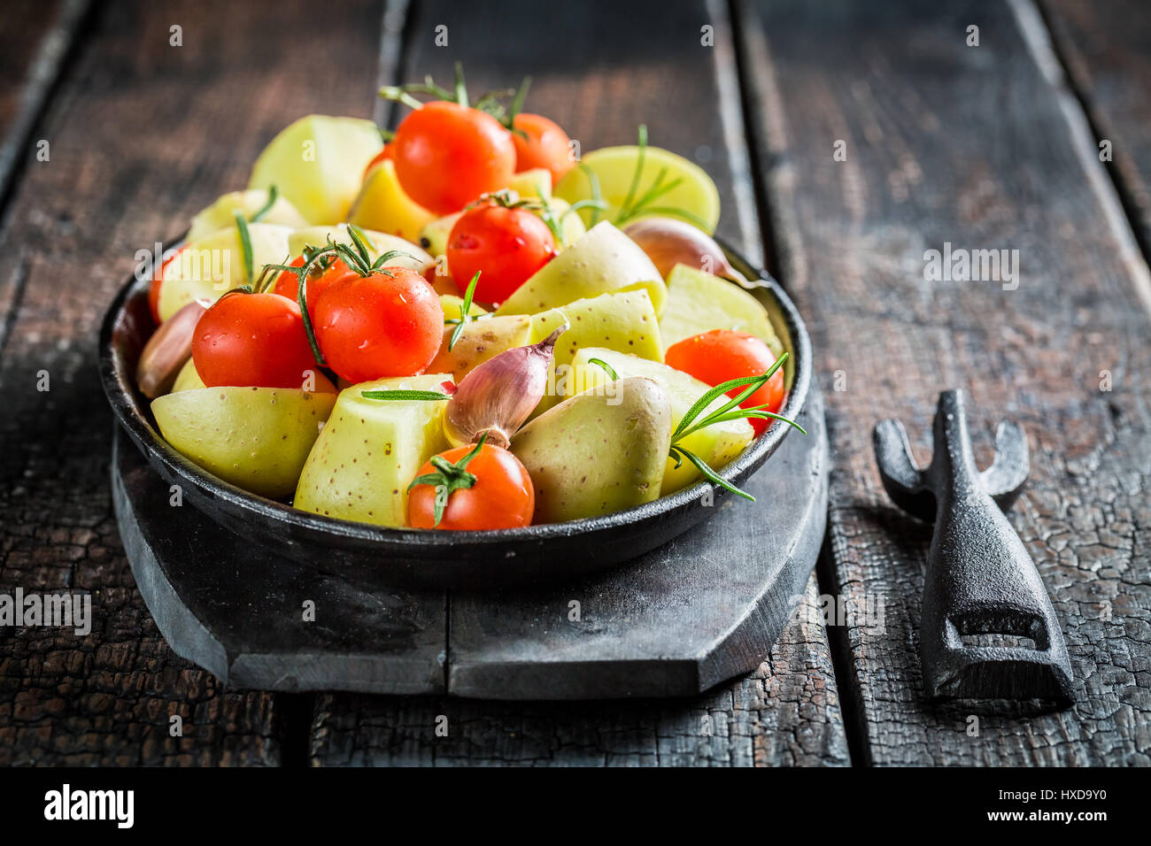 Vegetables with rosemary and garlic ready for grilling Stock Photo Alamy