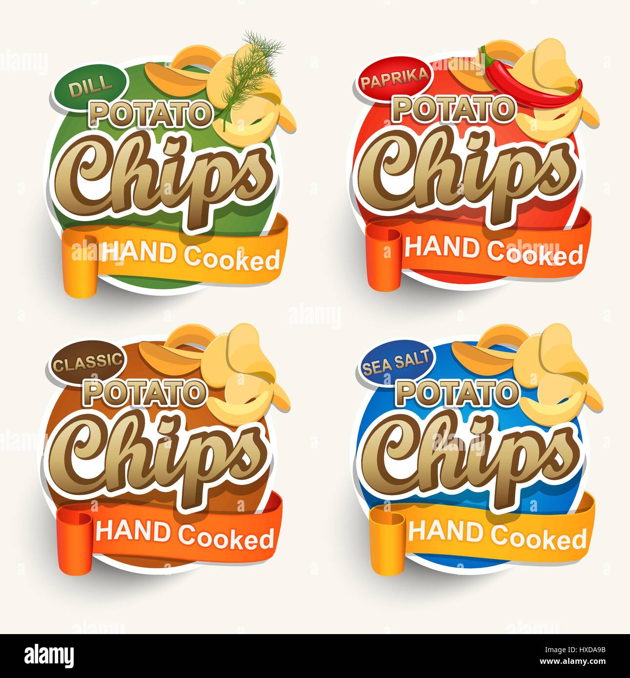 Set of different chips. Stock Vector