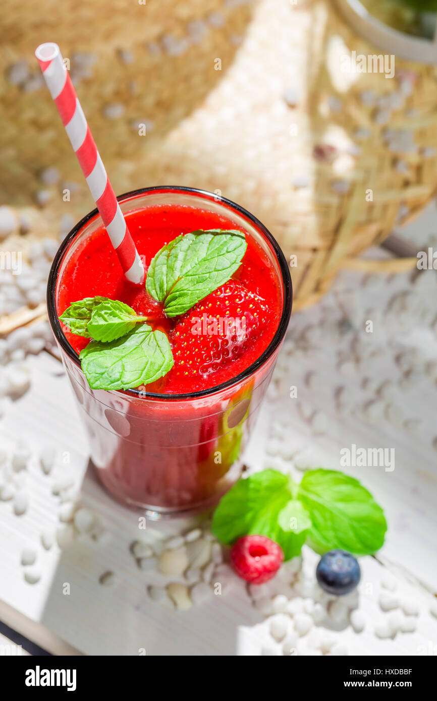 Sweet cocktail with fruity yogurt Stock Photo Alamy