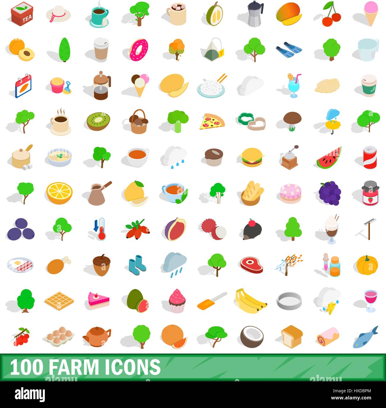 100 farm icons set, isometric 3d style Stock Vector Image & Art - Alamy