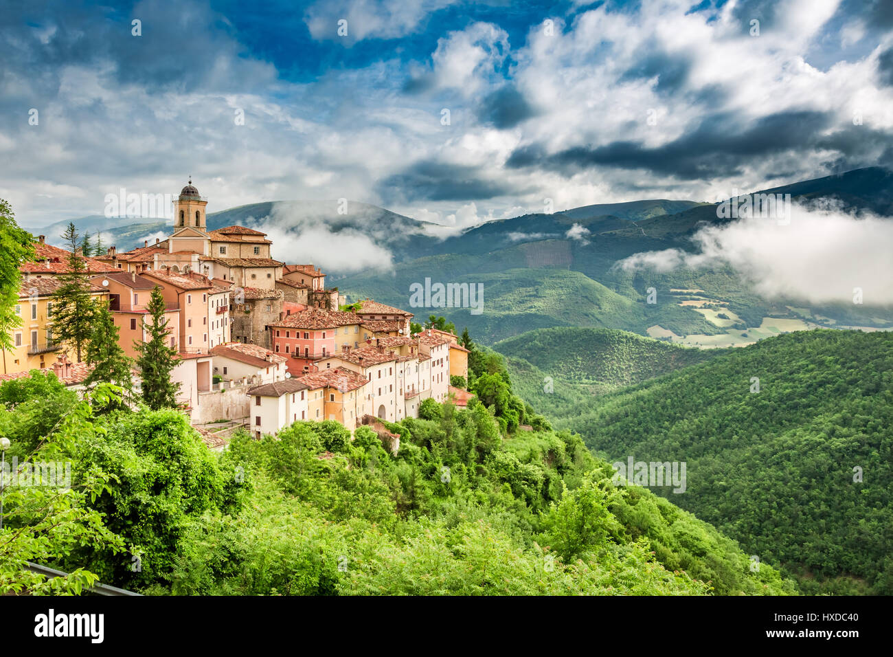 Wonderful small town on hill, Umbria, Italy Stock Photo