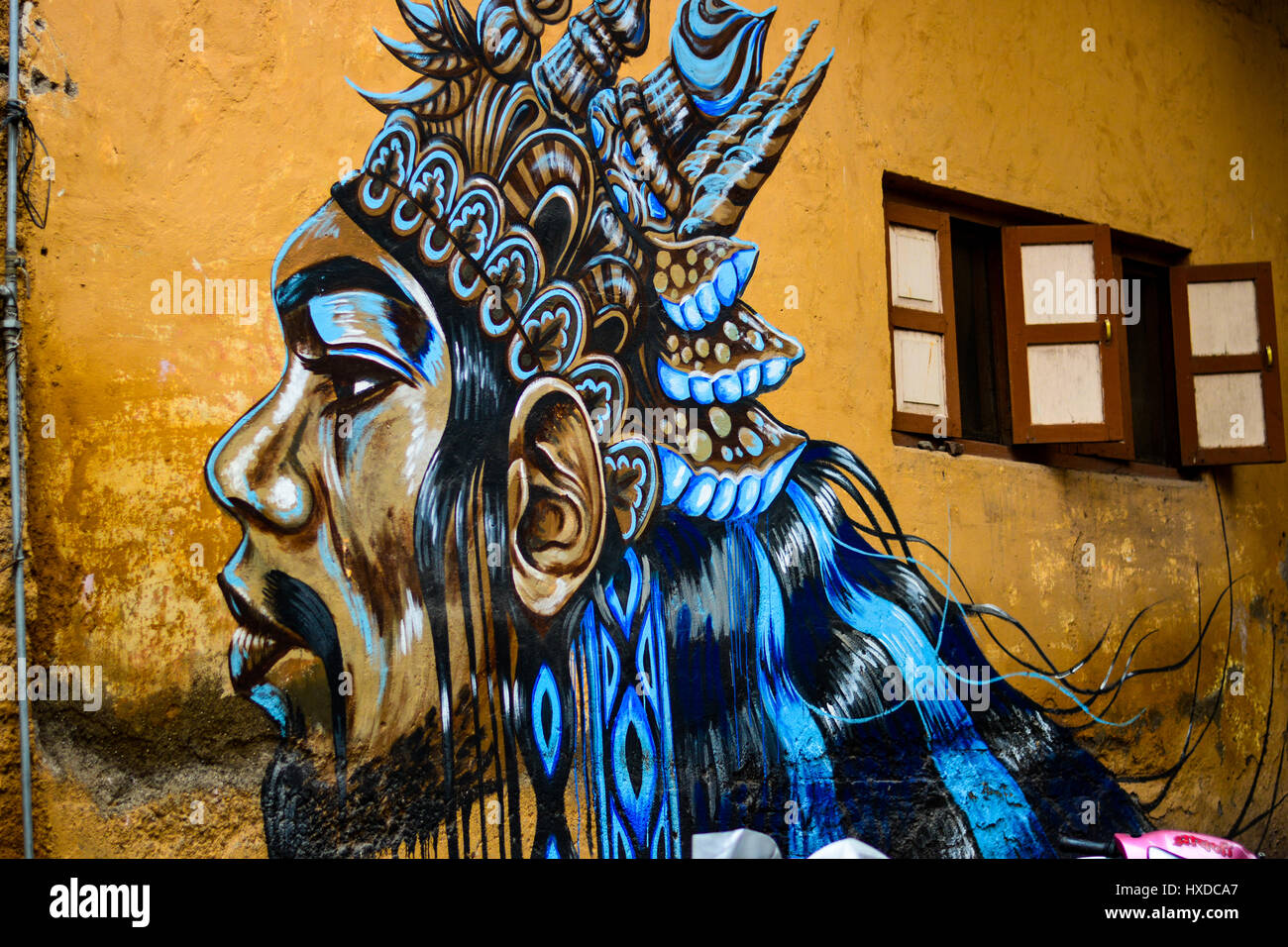 a tribal graffiti on the streets Stock Photo