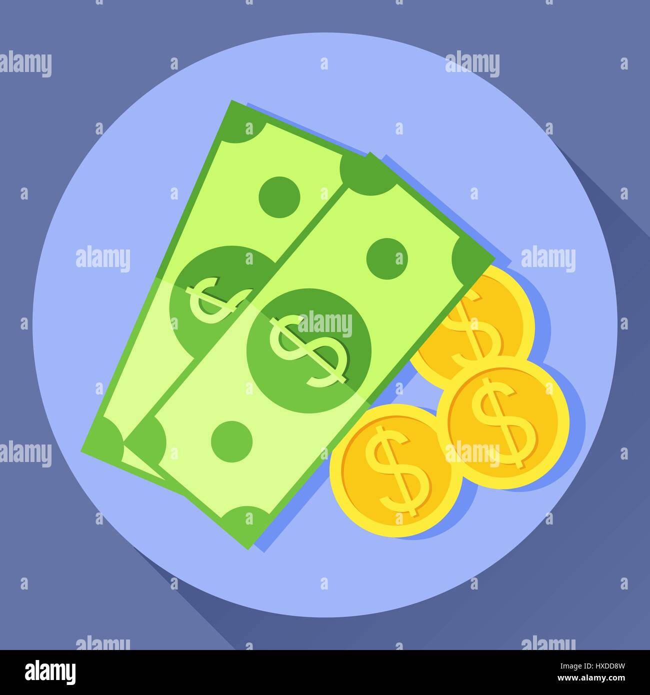 Vector flat cartoon style icon of cash money. Green banknotes with ...