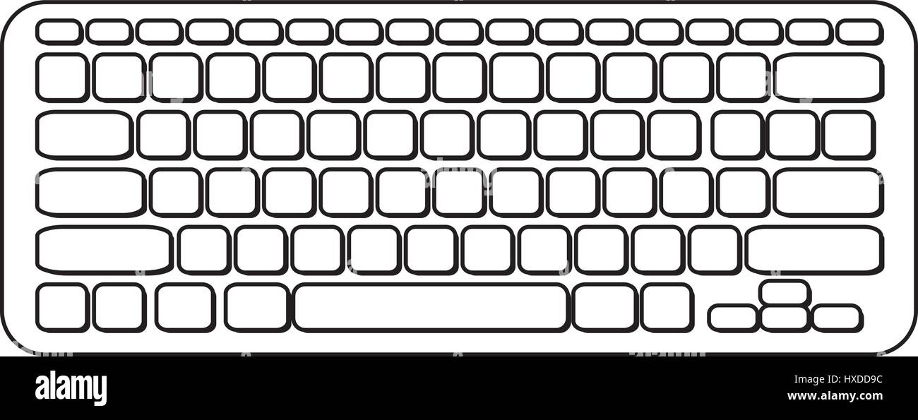 Vector portable computer keyboard. Black and white icon lineart Stock  Vector Image & Art - Alamy