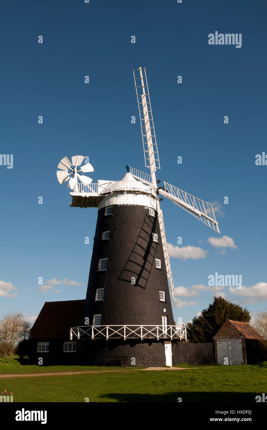Burnham Overy Staithe Windmill, Norfolk, England, UK Stock Photo