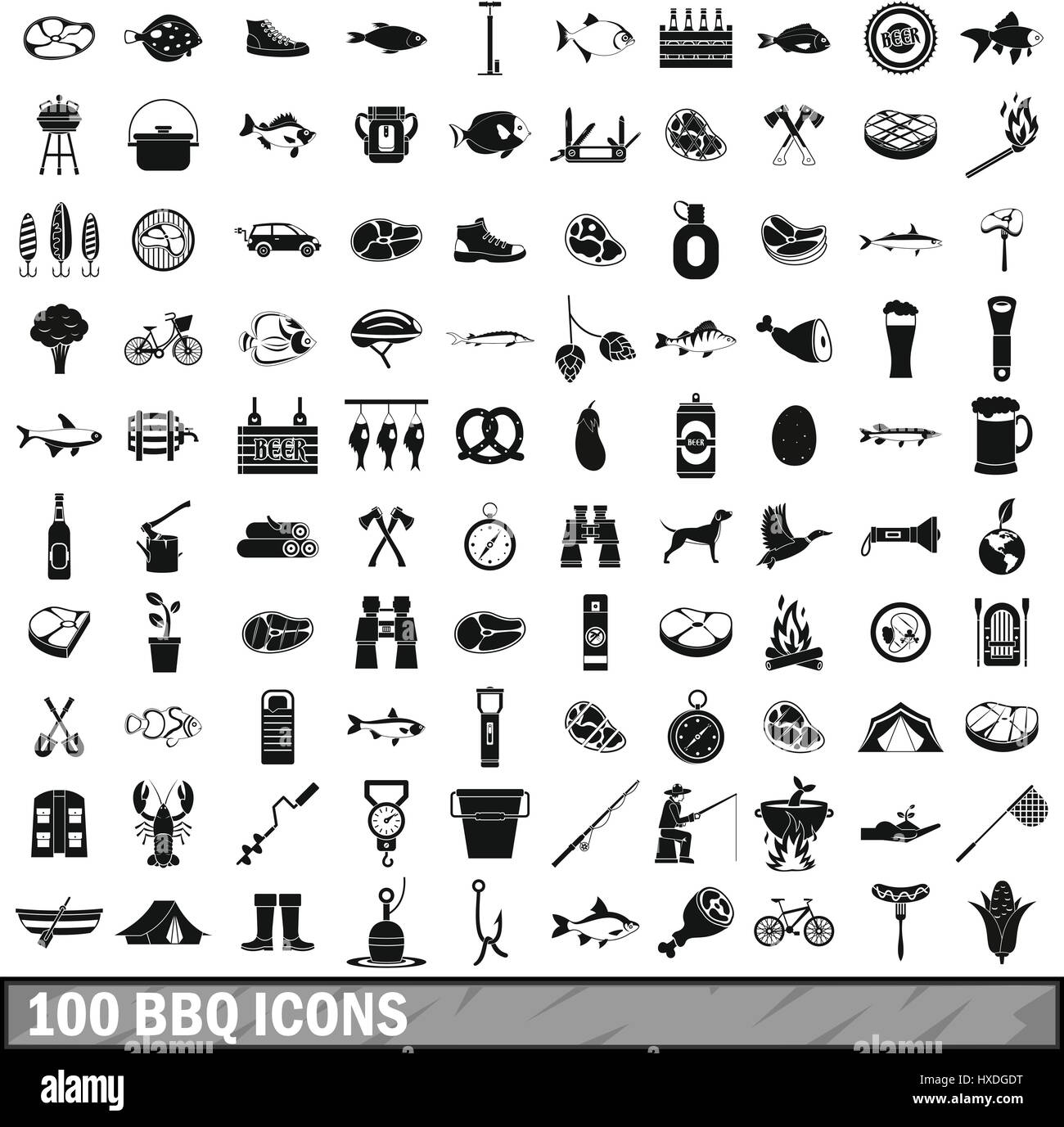 100 BBQ icons set, simple style Stock Vector Image & Art - Alamy