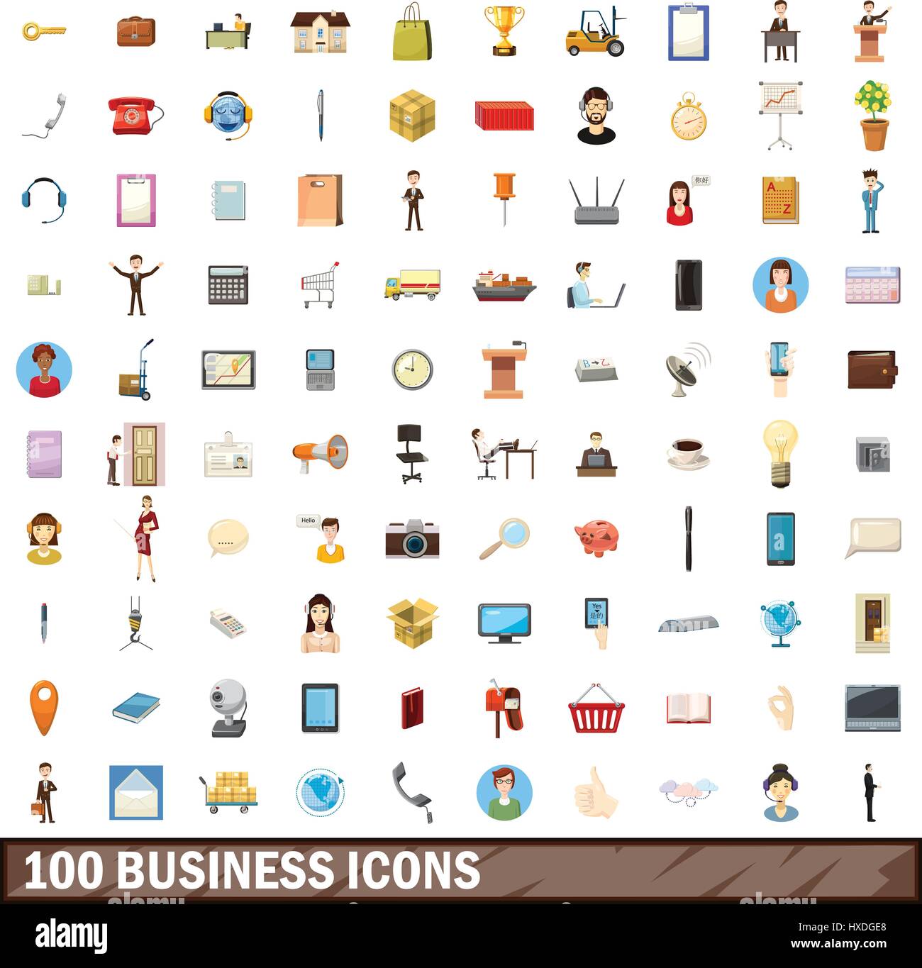 100 business icons set, cartoon style Stock Vector Image & Art - Alamy