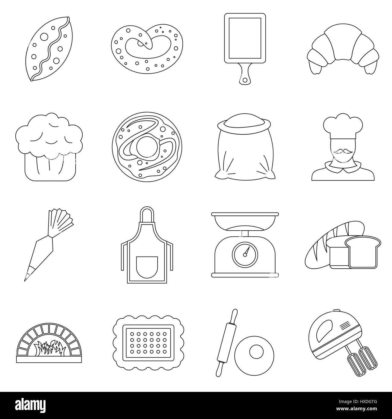 Bakery icons set, outline style Stock Vector Image & Art - Alamy