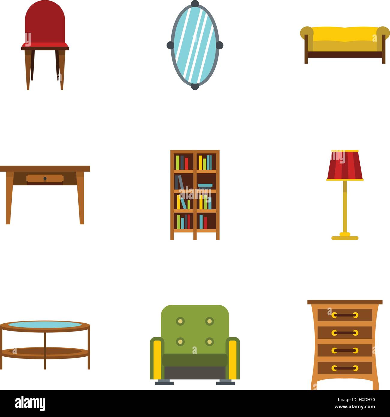 Type of furniture icons set, flat style Stock Vector Image & Art - Alamy