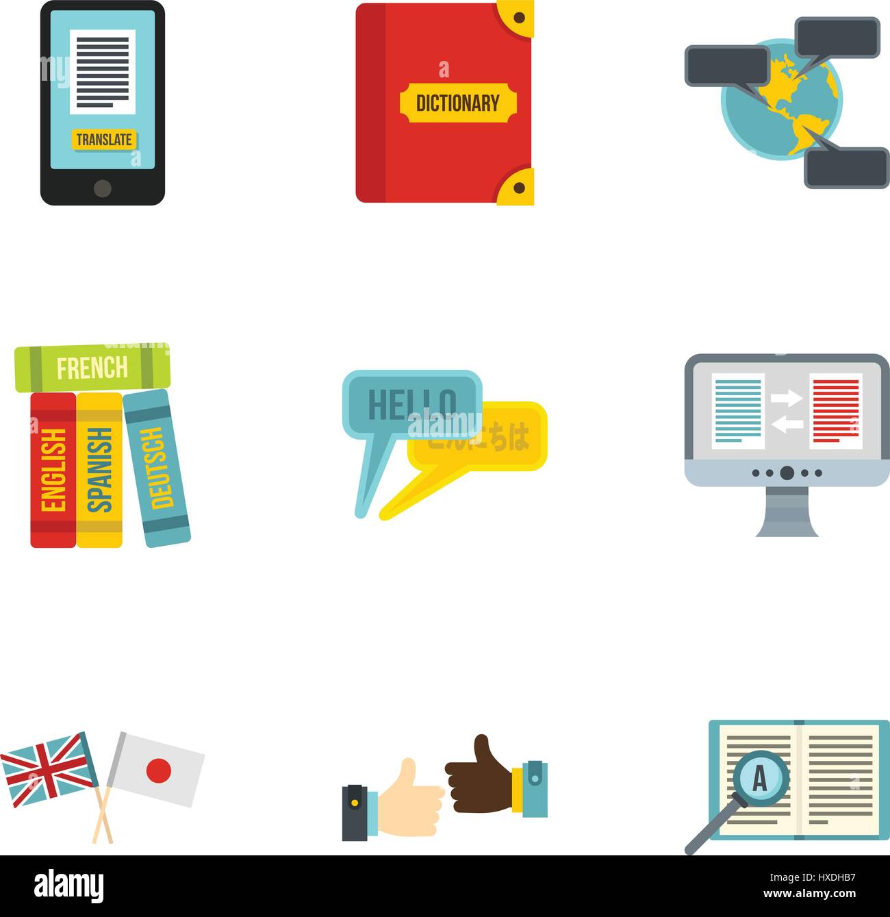 Translation icons set, flat style Stock Vector Image & Art - Alamy