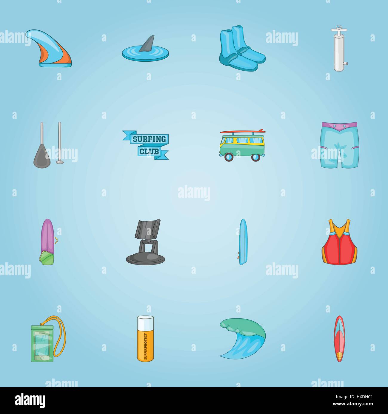 Surfing icons set, cartoon style Stock Vector Image & Art - Alamy