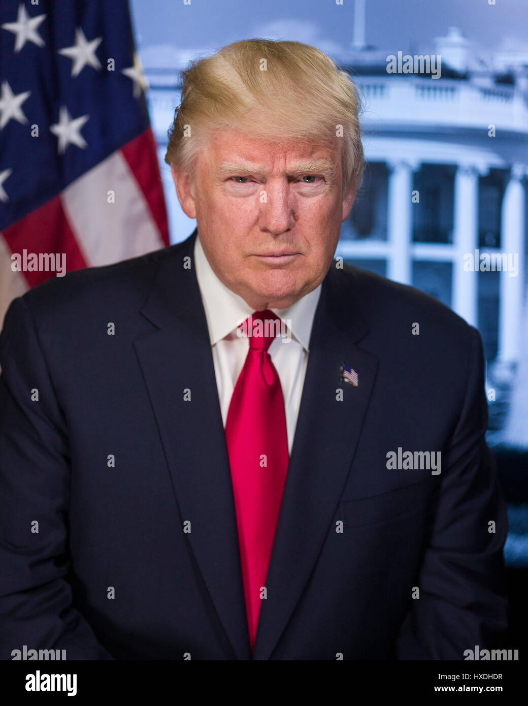 Official White House portrait of U.S President Donald Trump in Washington, DC. Stock Photo