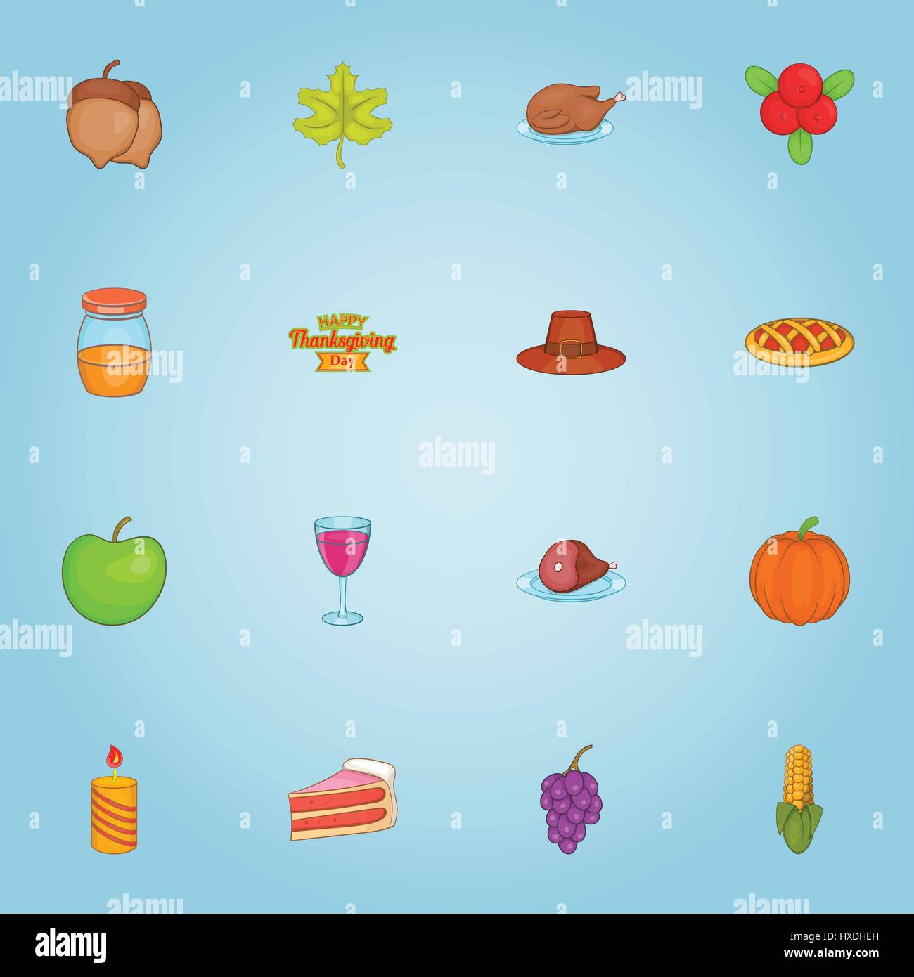 Thanksgiving day icons set, cartoon style Stock Vector Image & Art - Alamy