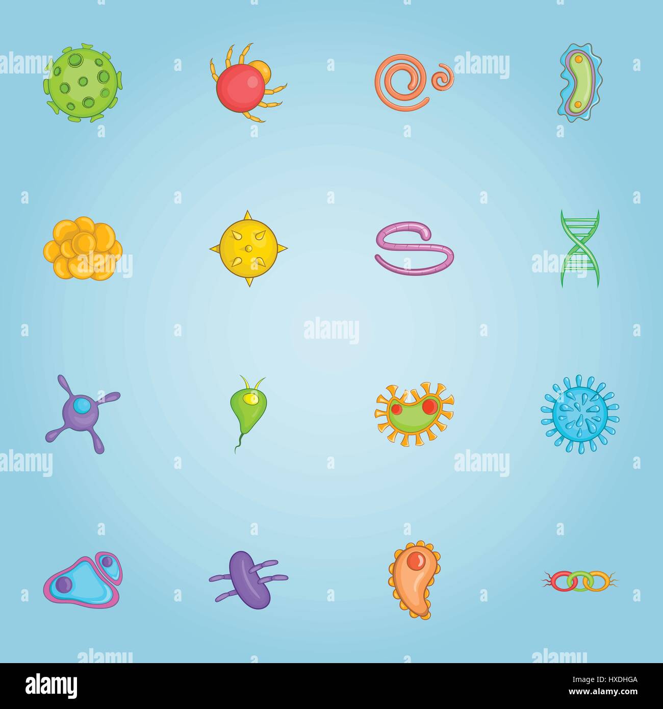 Viruses and bacteria icons set, cartoon style Stock Vector Image & Art ...