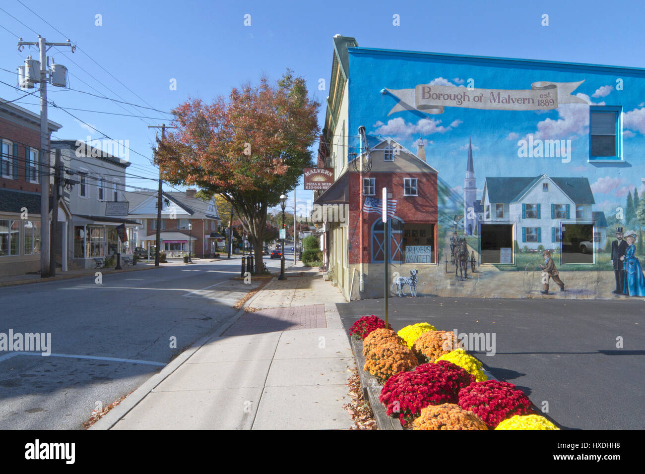 Malvern, Pennsylvania, USA October 23, 2016 A quiet street in