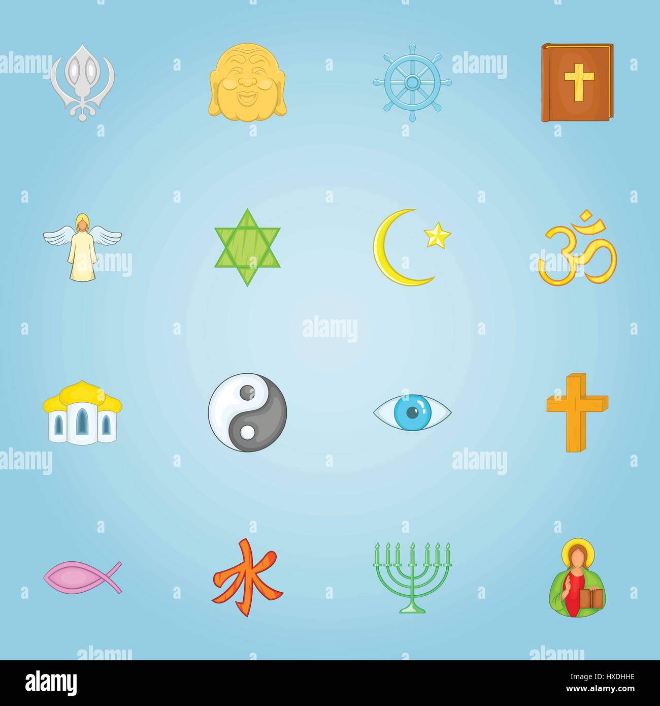 Religious icons set, cartoon style Stock Vector Image & Art - Alamy