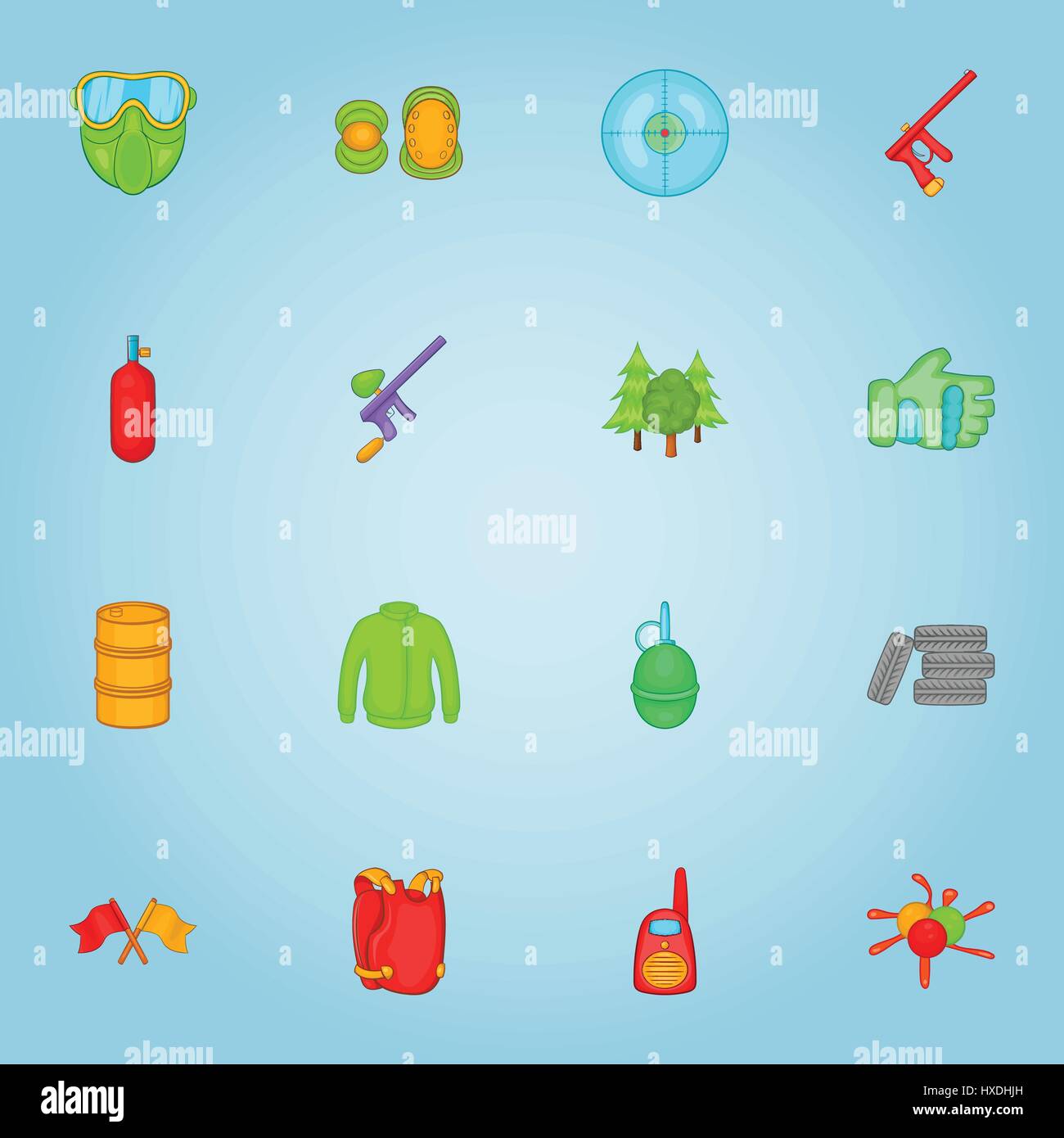 Paintball icons set, cartoon style Stock Vector Image & Art - Alamy