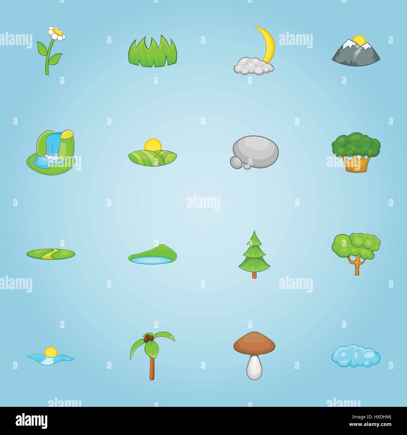 Nature icons set, cartoon style Stock Vector Image & Art - Alamy