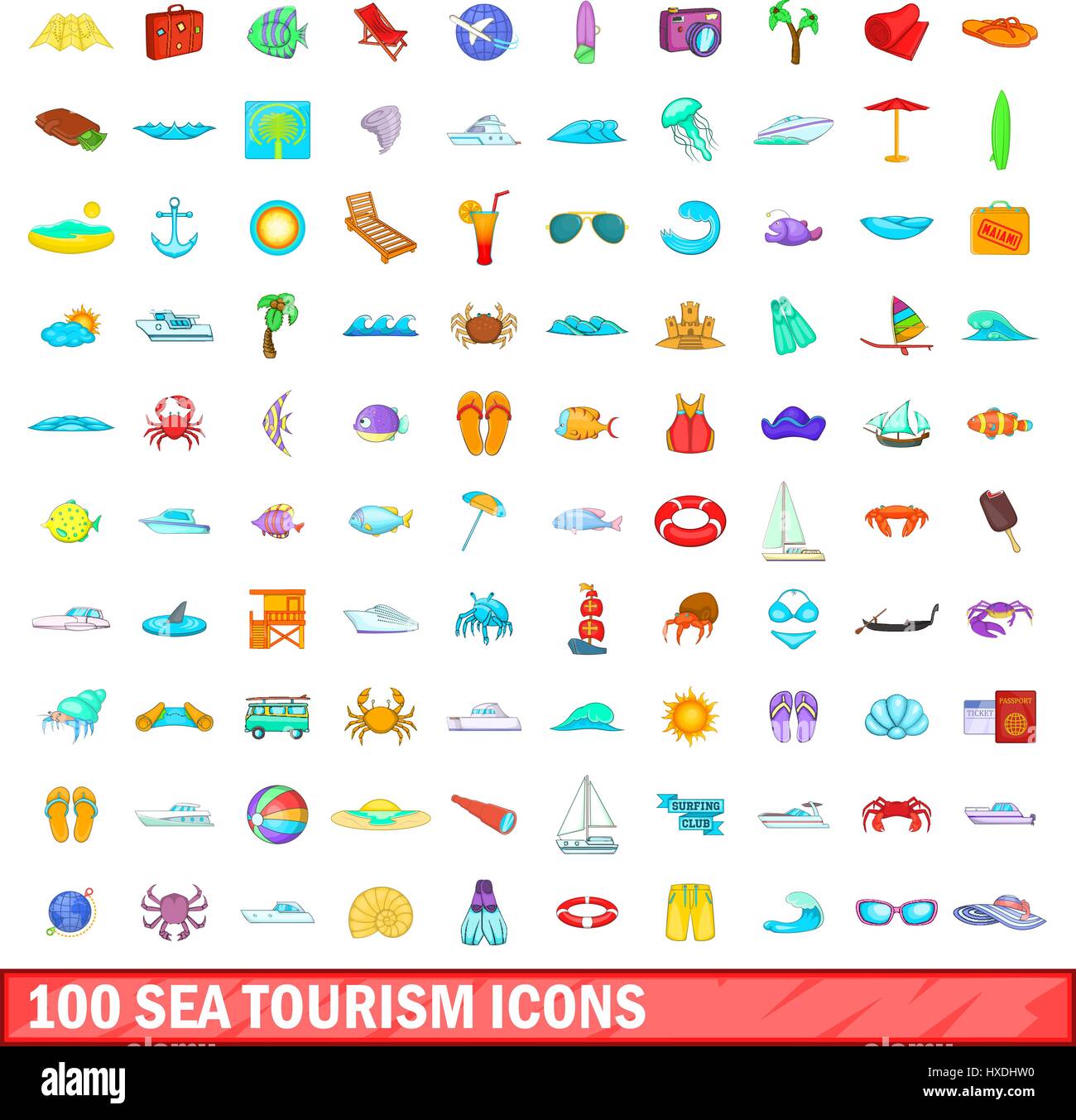 100 sea tourism icons set, cartoon style Stock Vector Image & Art - Alamy