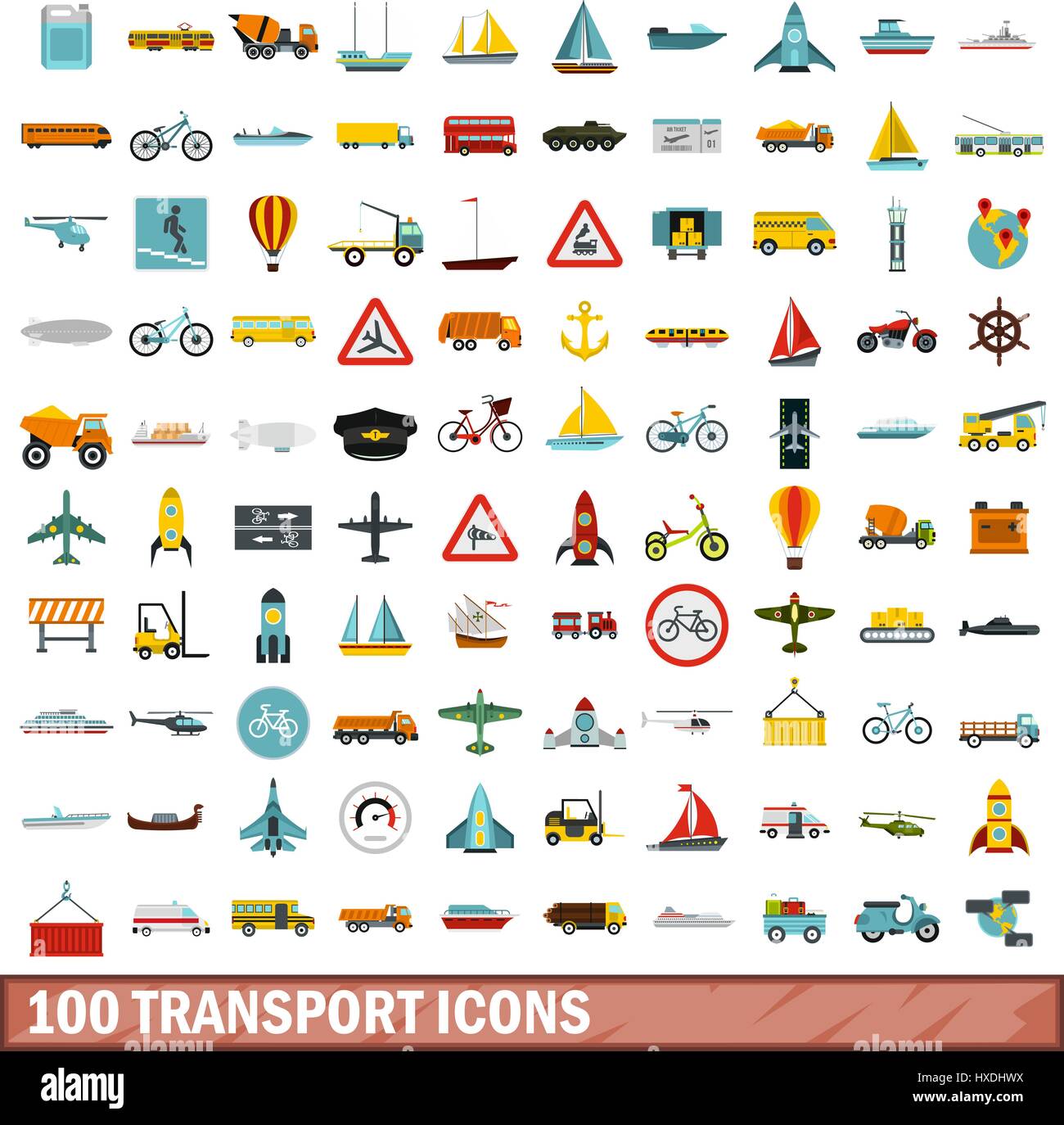 100 transport icons set, flat style Stock Vector Image & Art - Alamy