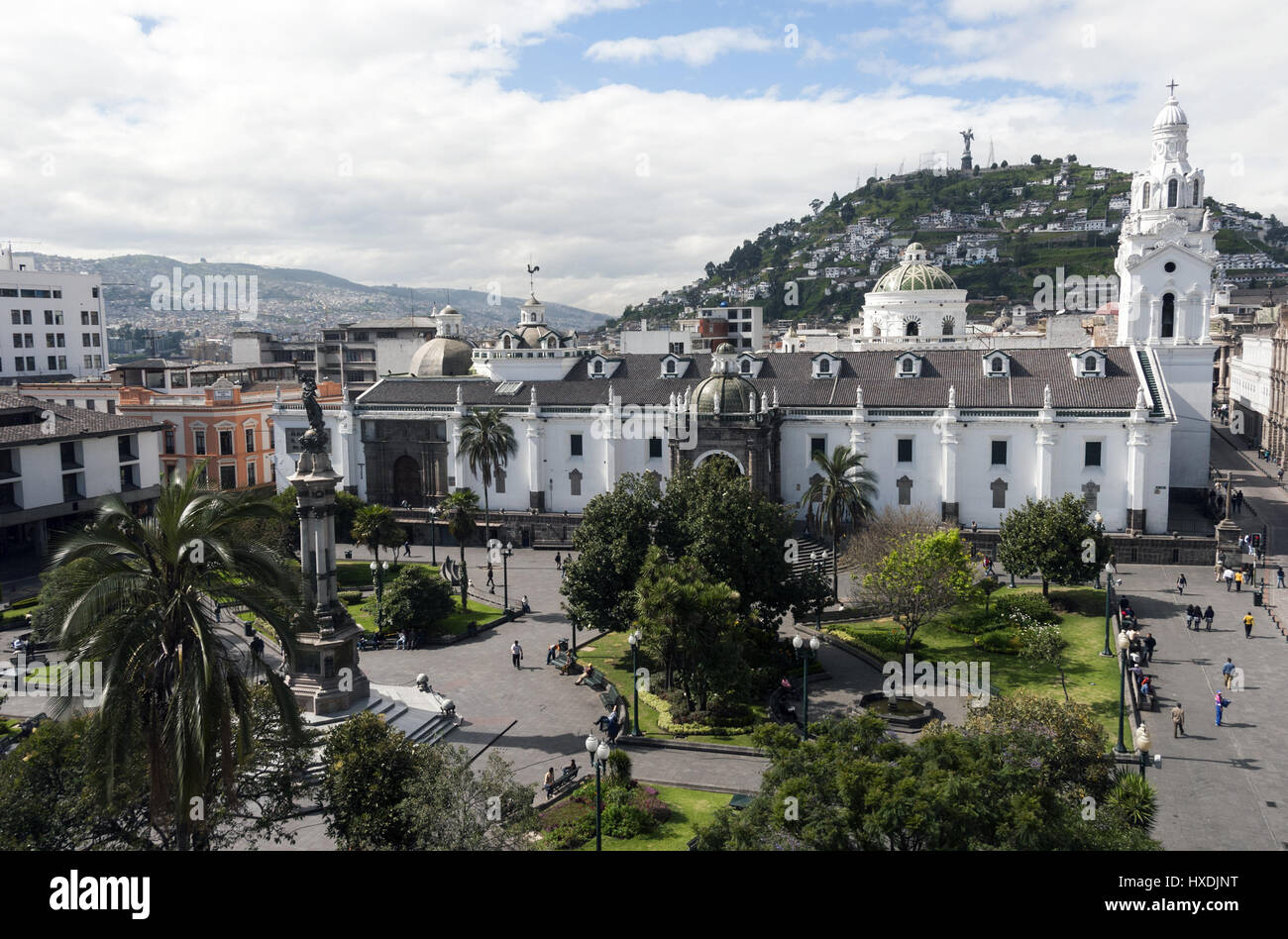 Equador, Quito, Plaza Grande with Cathedral Stock Photo