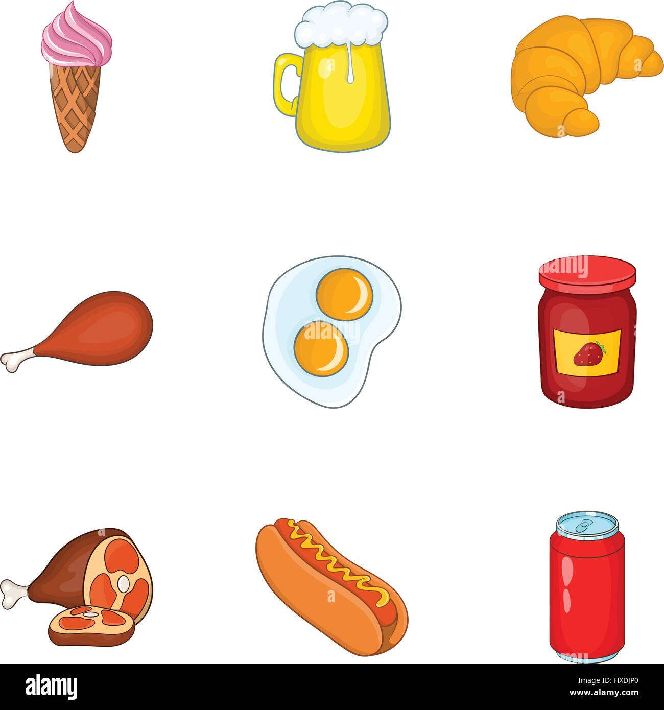 Quick snack icons set, cartoon style Stock Vector Image & Art - Alamy
