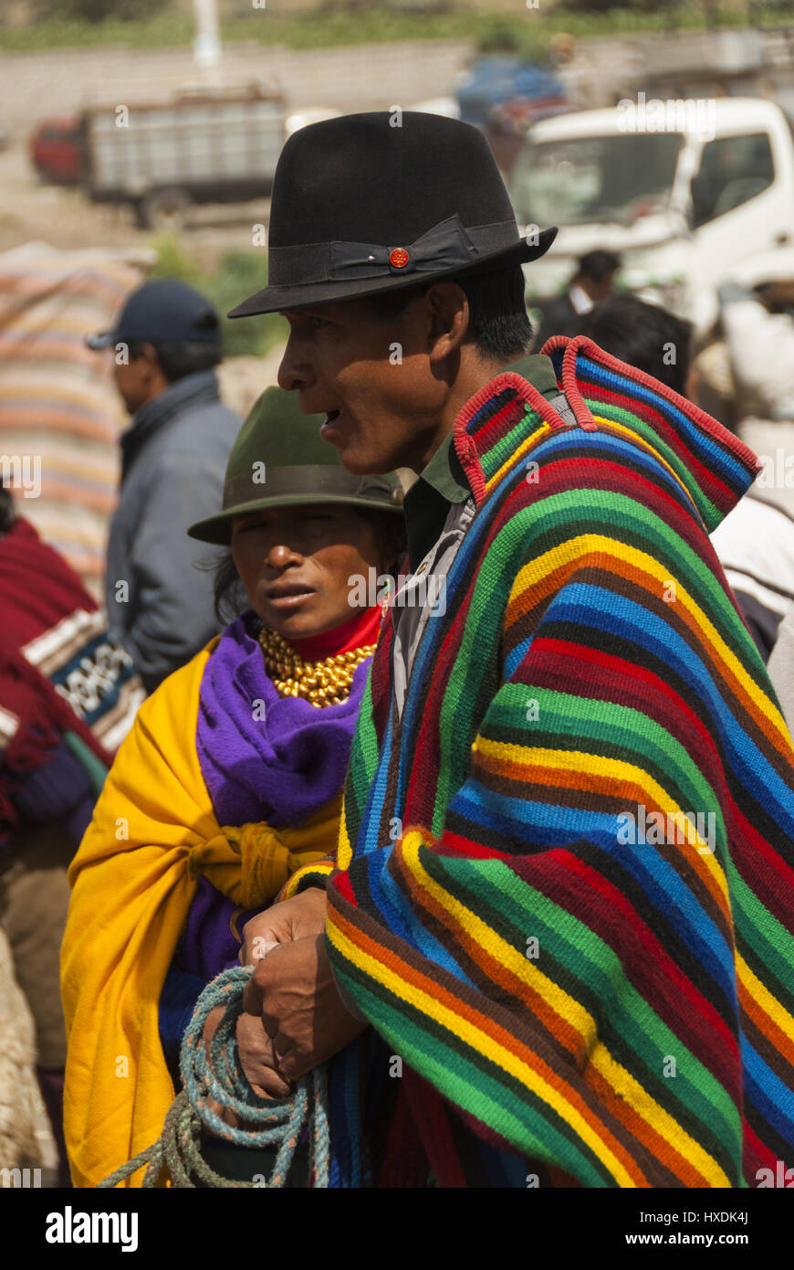 Ecuador, Saquisili, Indigenous dress Stock Photo